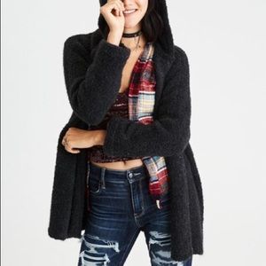 AE Slouchy Hooded Boucle Cardigan